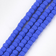Spray Painted Non-magnetic Synthetic Hematite Beads Strands, Cube, Blue, 3.5~4x4x4mm, Hole: 0.8mm, about 99~110pcs/strand, 14.1 inch~15.9 inch(G-T116-14-19)