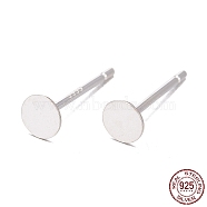 925 Sterling Silver Stud Earring Findings, with 925 Stamp, Silver, 11.5x4mm, Pin: 0.7mm(X-STER-S002-44)