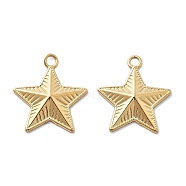 PVD Vacuum Plating 304 Stainless Steel Pendants, Star Charm, Real 18K Gold Plated, 20x17.5x2.5mm, Hole: 2mm(STAS-R130-53G)