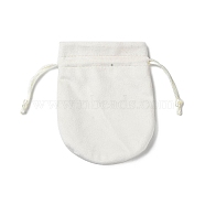 Velvet Storage Bags, Drawstring Pouches Packaging Bag, Oval, Floral White, 12x10cm(ABAG-H112-01C-04)
