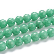 Natural Glass Beads Strands, Round, Spring Green, 8mm, Hole: 0.8mm, about 50pcs/strand, 15.67 inch(39.8cm)(G-F688-01-8mm)