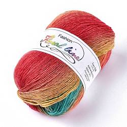 Wool Knitting Yarn, Segment Dyed, Crochet Yarn, Colorful, 1mm, about 400m/roll(YCOR-F001-17)