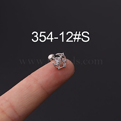 316L Stainless Steel Micro Pave Cubic Zirconia Cartilage Earrings, Stainless Steel Color, Moon, 6mm, Pin: 1.2mm(WG094CA-12)