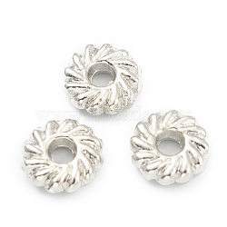 Alloy Spacer Beads, Cadmium Free & Lead Free, Flower Disc, Real Platinum Plated, 8x2.5mm, Hole: 2mm(PALLOY-O103-06P)