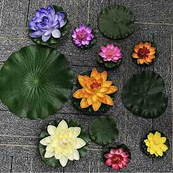 Artificial Plastic Lotus Leaves, for Aquarium Home Garden Wedding Decoration, Mixed Color, Lotus: 8pcs/set(AJEW-GF0001-14)