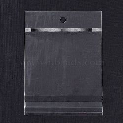 Rectangle OPP Cellophane Bags, Top Self Seal Bags with Hanging Hole, Clear, 12.1x9x0.01cm, Hole: 7mm, Inner Size: 10x9cm(OPC-F005-02A)