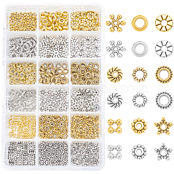 Tibetan Style Alloy Spacer Beads, Lead Free & Cadmium Free, Mixed Shapes, Antique Silver & Antique Golden, 6.5mm, hole :2mm, 720pcs/box(TIBEB-NB0001-15-RS)