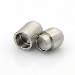 304 Stainless Steel Matte Surface Magnetic Clasps with Glue-in Ends, Barrel, Stainless Steel Color, 18.5x9mm, Hole: 5mm(STAS-O042-B-24)