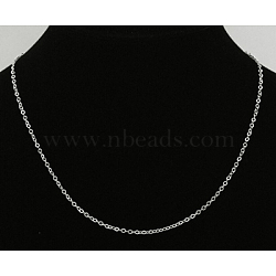 Brass Necklace Chain with Iron Findings, Silver Color Plated, about 2mm wide, 18 inch(X-SW073-S)