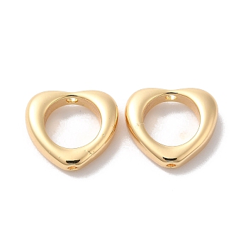 Brass Bead Frame, Heart, Real 18K Gold Plated, 9.5x10.5x3mm, Hole: 1mm