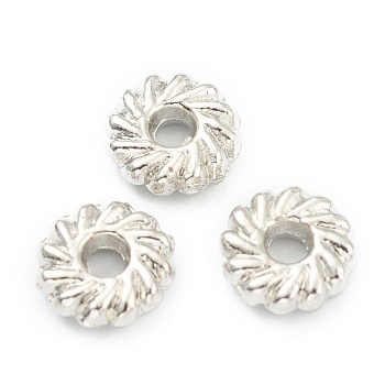 Alloy Spacer Beads, Cadmium Free & Lead Free, Flower Disc, Real Platinum Plated, 8x2.5mm, Hole: 2mm
