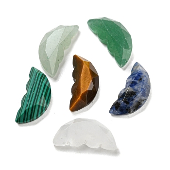 Natural Mixed Gemstone Butterfly Wing Cabochons, Faceted, Mixed Dyed and Undyed, 15x6.5~7x4~4.5mm