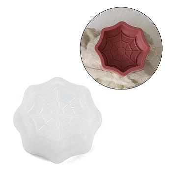 Halloween Theme DIY Storage Box Silicone Molds, Resin Casting Molds, for UV Resin, Epoxy Resin Craft Making, White, Spider Web, 105x32mm, Inner Diameter: 102mm