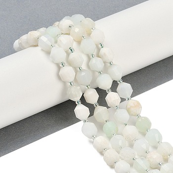 Natural Green Opal Beads Strands, Faceted, Bicone, Double Terminated Point Prism Beads, 10x9mm, Hole: 1.2mm, about 38pcs/strand, 15.08''(38.3cm)