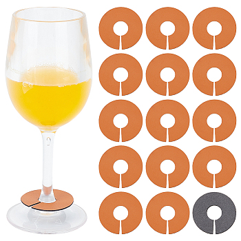 Imitation Leather Wine Glass Charms, Blank Goblet Marker, Flat Round, Sandy Brown, 44.5x1mm, Inner Diameter: 15mm