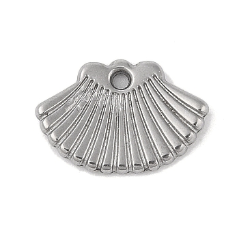 304 Stainless Steel Pendants, Shell Shape Charm, Stainless Steel Color, 11x16x2mm, Hole: 1.4mm