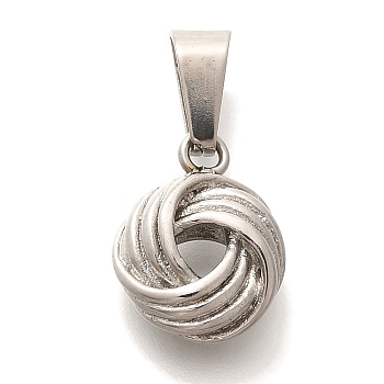 Anti-Tarnish 304 Stainless Steel Charms, Twist Knot Charm, Stainless Steel Color, 14x11x5mm, Hole: 7x3.5mm