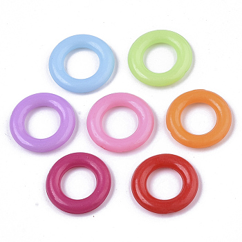 Opaque AS Plastic Linking Rings, Round Ring, Faceted, Mixed Color, 14x2.5mm, Inner Diameter: 7mm, about 2500pcs/500g