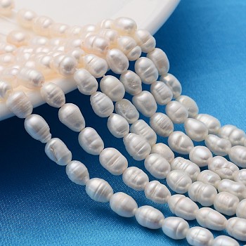 Grade A Natural Cultured Freshwater Pearl Strands, Idea for Mother's Day Gift, Rice Beads, White, 4~5mm, Hole: 0.8mm, about 34~43pcs/strand, 13.19 inch(33.5cm)