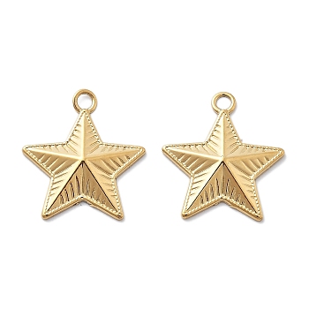 PVD Vacuum Plating 304 Stainless Steel Pendants, Star Charm, Real 18K Gold Plated, 20x17.5x2.5mm, Hole: 2mm