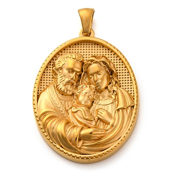 Religion Golden Tone 304 Stainless Steel Pendants, Oval Charm, Jesus, 40x26x6mm, Hole: 4.8x3mm