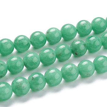 Natural Glass Beads Strands, Round, Spring Green, 8mm, Hole: 0.8mm, about 50pcs/strand, 15.67 inch(39.8cm)