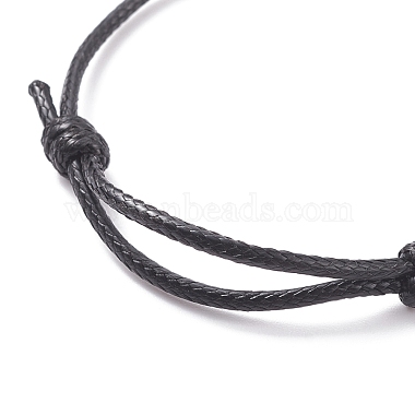 Natural Black Agate(Dyed) Disc Beaded Cord Bracelet(BJEW-JB07686-03)-4