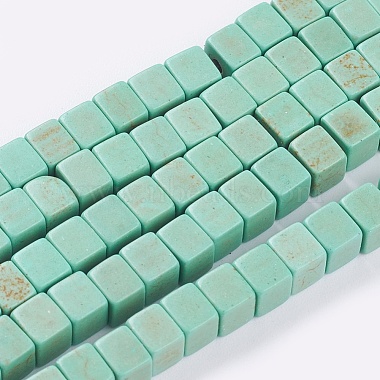 4mm MediumAquamarine Cube Synthetic Turquoise Beads