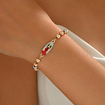 Elegant Brass Link Chain Bracelets, Alloy Link Bracelets for Women, Oval with Virgin Mary, Mixed Color, Inner Diameter: 6.69 inch(17cm)(XP3569)