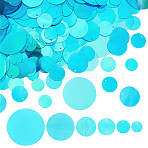 692pcs 6 Styles Iridescent PVC Paillette/Sequins Pendants, Flat Round, Ornament Accessories, Dodger Blue, 15~50mm, Hole: 1.2mm, 692pcs/set(KY-GO0001-10B)