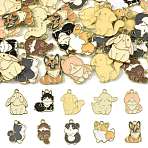 30Pcs 10 Styles Golden Plated Alloy Enamel Pendants, Animal Charms, Mixed Shapes, 19.5~23x14~22x1.5~2mm, Hole: 1.6~1.8mm, 3pcs/style(ENAM-FS0004-38)