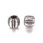 304 Stainless Steel European Beads, Large Hole Beads, Barrel, Antique Silver, 12x10mm, Hole: 6mm(STAS-M274-057AS)