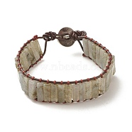 Natural Labradorite Rectangle Beaded Bracelet, Braided Gemstone Jewelry for Women, 8-7/8 inch(22.5cm)(BJEW-JB08198-01)