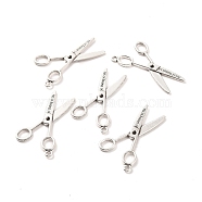 Tibetan Style Alloy Pendants, Scissors, Antique Silver, Lead Free and Cadmium Free, 39x20x2mm, Hole: 2mm(LF9076Y)