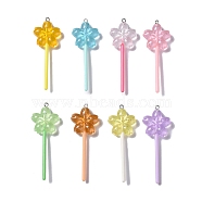 Luminous Translucent Resin Big Pendants, with Platinum Tone Iron Loops, Plastic, Glow in the Dark Flower Lollipop Charm, Mixed Color, 67x24.5x9mm, Hole: 1.8mm(RESI-D057-09)