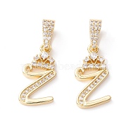 Eco-Friendly Brass Micro Pave Cubic Zirconia Pendants, Long-Lasting Plated, Real 18K Gold Plated, Cadmium Free & Lead Free, Letter, Letter.Z, 16~20x7~11.5x1.5~2.2mm, Hole: 6.5x3.5mm(KK-K265-01G-Z)
