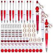 DIY Red Series Personalized Beadable Pen Sets, Including ABS Plastic Ball-Point Pen, Wood Beads, Glass European Beads, Alloy Rhinestone Spacer Beads & Lobster Claw Clasps & Enamel Pendants, Mixed Color, Pen: 148x12mm, 3 colors, 4pcs/color, 12pcs(DIY-SZ0009-91)