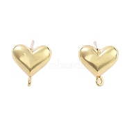 Brass Stud Earring Finding, Heart, Light Gold, 10x9.5mm, Hole: 1.2mm, Pin: 12x0.6mm(EJEW-Q800-22KCG)