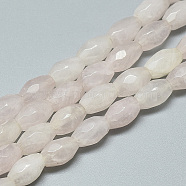 Natural Rose Quartz Beads Strands, Faceted, Oval, 8.5~9x6mm, Hole: 1mm, about 22pcs/strand, 8.07 inch(G-S357-A07)