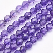 Natural Amethyst Beads Strands, Round, Faceted, 4mm, Hole: 0.5mm, about 93pcs/strand, 15.5 inch(39.5cm)(G-O166-29-4mm)