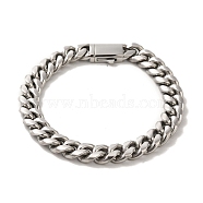 Non-Tarnish 304 Stainless Steel Cuban Link Chain Bracelets for Women Men, Stainless Steel Color, 8-1/2 inch(21.5cm), Link: 10x12.5x3.5mm(BJEW-Q341-14D-P)