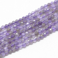 Natural Amethyst Beads Strands, Faceted, Round, 2x2mm, Hole: 0.5mm, about 188pcs/strand, 15.9 inch(G-S264-20-2mm)