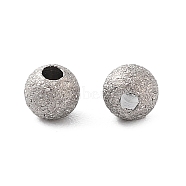 Titanium Beads, Round, Textured, Stainless Steel Color, 3x2.8mm, Hole:1mm(STAS-R224-02A-P)