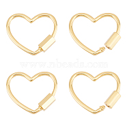 4Pcs Brass Screw Carabiner Lock Charms, for Necklaces Making, Heart, Real 18K Gold Plated, 21.5x24x2mm, Screw: 7.5x4x4.5mm(KK-UN0001-98)