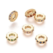 Golden Plated Brass Micro Pave Cubic Zirconia Ling Rings, Long-Lasting Plated, Ring, Mixed Color, 6x2mm, Inner Diameter: 2.5mm(ZIRC-D118-08-6mm-G)