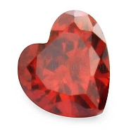 Cubic Zirconia Pointed Back Cabochons, Heart, Faceted, Red, 5x5x3mm(ZIRC-WH0001-C06)