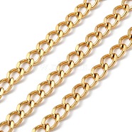 Ion Plating(IP) 304 Stainless Steel Faceted Curb Chains, Unwelded, with Spool, Golden, 7x5x1mm, about 5m/Roll(CHS-G027-02G)