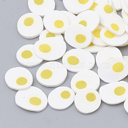 Handmade Polymer Clay Nail Art Decoration, Fashion Nail Care, No Hole, Food, Fried Egg/Poached Egg, White, 4~9x3~7x0.1~3mm(CLAY-N002-03D)