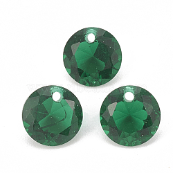 Cubic Zirconia Charms, Faceted, Flat Round, Green, 4x2mm, Hole: 0.7mm(ZIRC-N033-C-02)