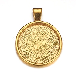 Metal Alloy Pendant Cabochon Settings, Plain Edge Bezel Cups, DIY Findings for Jewelry Making, Antique Golden, Cadmium Free & Lead Free & Nickel Free, Tray: 24.5mm, 37x28x6.5mm, Hole: 6x4mm(PALLOY-A15654-AG-NF)
